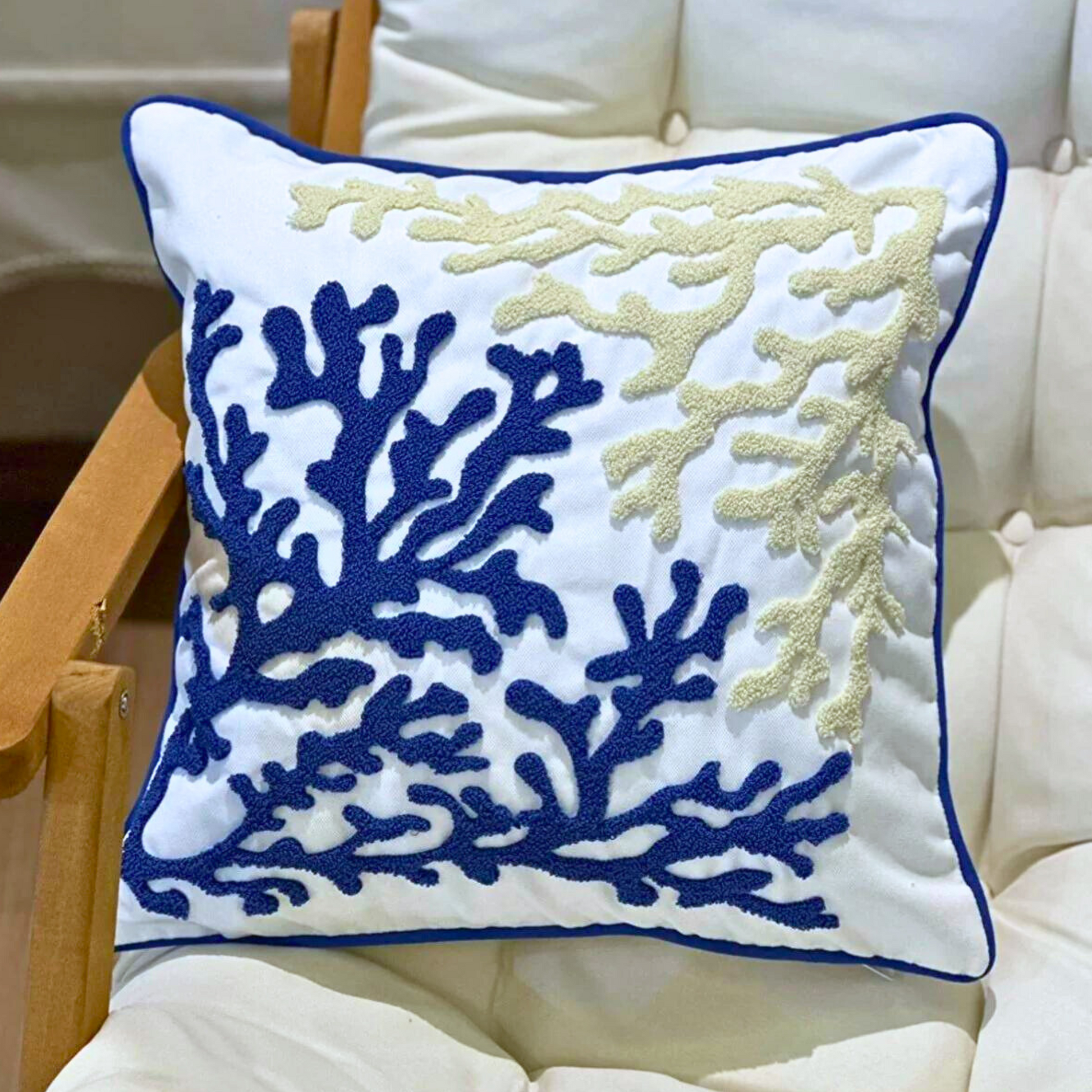 coral-reef-embroidered-pillow-cover-blue-beige-cream-color-punch-needle-pillow-cover