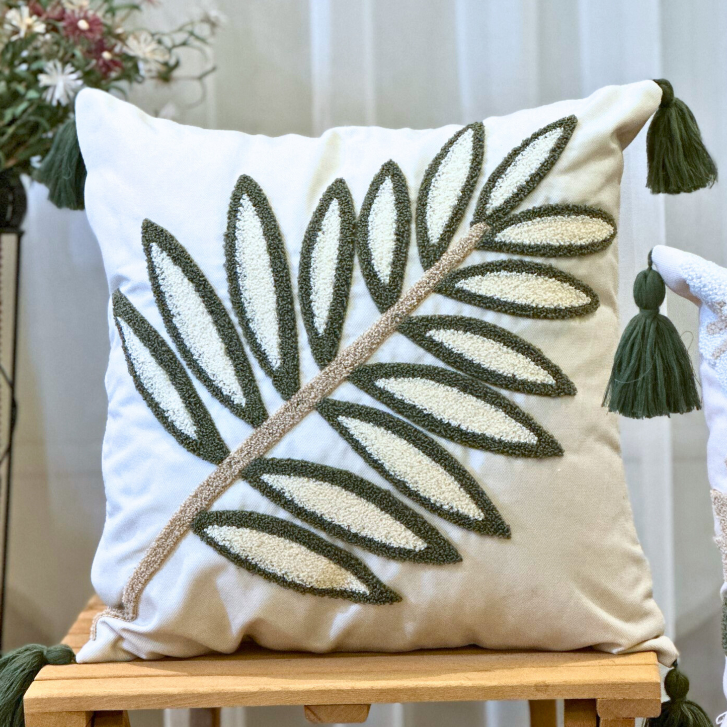 leaves-embroidered-throw-pillow-cover-punch-needle-floral-plant-pillow-cover-multi-color-design-beautiful-pillowcase-unique-gift-idea