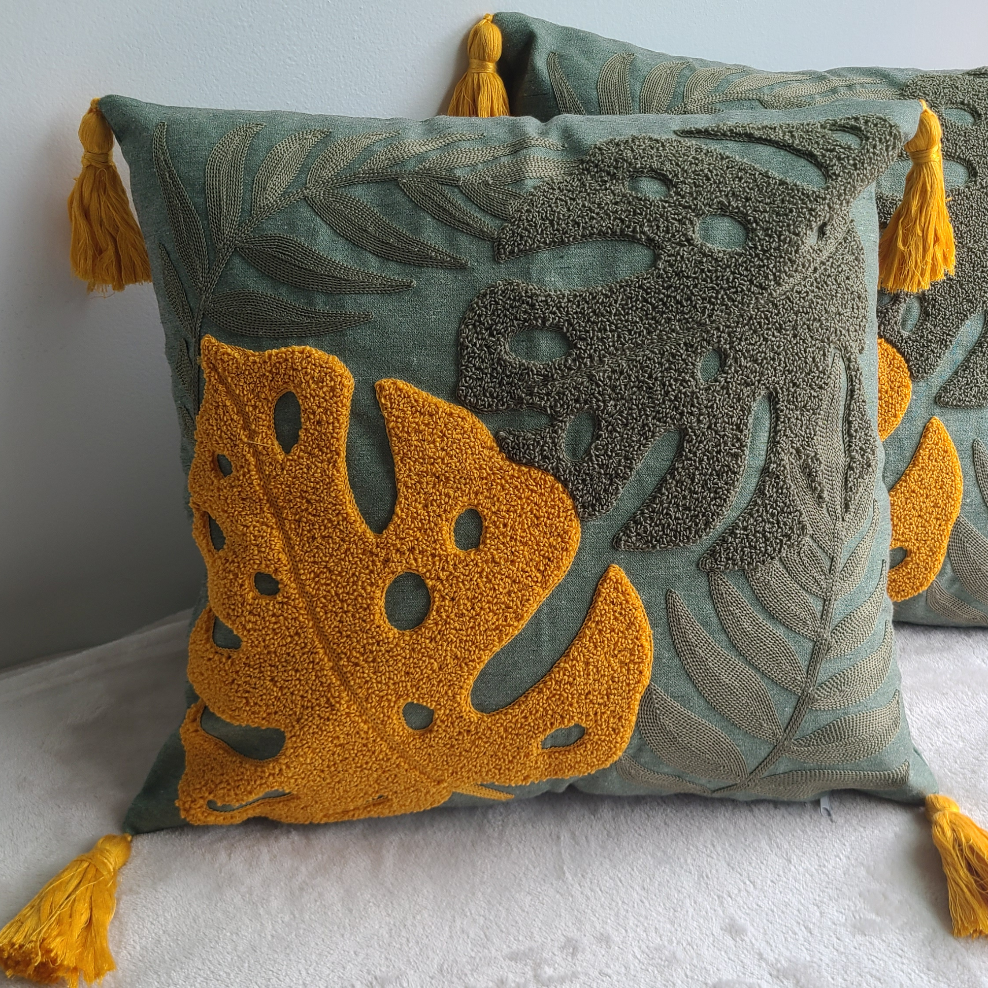 tropical-leaves-embroidered-pillow-cover-colorful-throw-punch-needle-pillow-cover-multi-color-burst-of-colors-pillowcase-unique-gift-idea